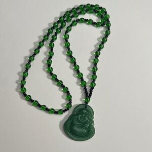 Green jade Buddha Pendant Necklace